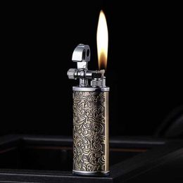 Tang Grass Vintage Flint Kerosene Lighter Retro Metal Arm Lift Sideslip Ignition Open Flame Smoking Accessories Gadgets For Men 0J2U