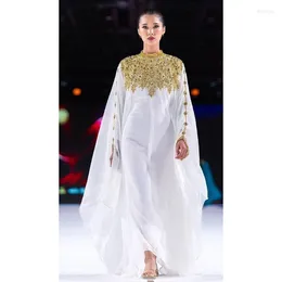 Ethnic Clothing White Dubai Morocco Kaftans Farasha Abaya Dress Very Fancy Long European And American Fashion Trends