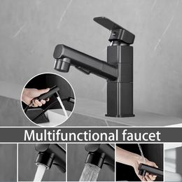 Bathroom Sink Faucets bathroom basin faucets mixer sink faucet Pull Out water Chrome brass Modern Washbasin Black 230713