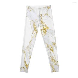 Active Pants White Italian Carrara Marble Gold Glitter Sparkly Grey Glam Abstract GipsyLeggings Gym Top Women For Fitness