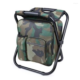 Camp Furniture Folding Stool Backpack Insulated Cooler Bag Collapsible Camping Fishing Chair With Front Pocket And Bottle For Outdoor