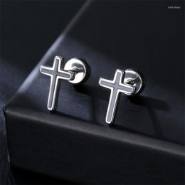 Stud Earrings 1Pcs Stainless Steel Cross For Women Men Fashion Gothic Street Hip Hop Ear Jewellery Cool Eardrop E341