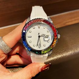 2023 Designer watches diamond rainbow ring mens womens wristWatches quartz movement men watch2692