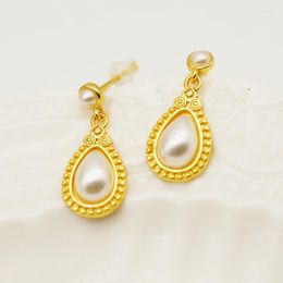 Stud Earrings WPB S925 Sterling Silver Women Pearl Bead Female Luxury Jewelry Bright Zircon Design Girl Gift Lady Party