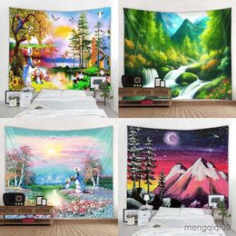 Tapestries Dome Cameras Landscape Oil Painting Printing Tapestry Living Room Background Hanging Cloth Room Wall Art Tapestry Can Be Customized R230714