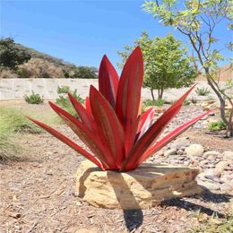 Garden Decorations 27/35/65CM DIY Metal Agave Plants Tequila Art Crafts Ornament Rustic Garden Yard Sculpture Outdoor Home Decor Accessories L230714