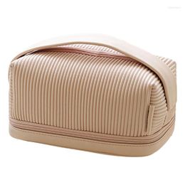 Storage Bags Cute Large Capacity Travel Cosmetic Bag Multifunction Leather Toiletry Case Portable Women Makeup Brush Organiser