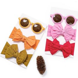 Hair Accessories FOCUSNORM 9 Colours Toddler Kids Girls Sunglasses Headband Sets 2pcs Round With Bow Hairband Party Favour