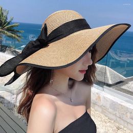 Wide Brim Hats Fashion Folable Women's Sun Protection Straw Hat Floppy Summer UV Beach Cap Lady Travel