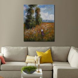 Field with Poplars Claude Monet Painting Impressionist Art Hand-painted Canvas Wall Decor High Quality