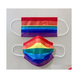 Other Home Garden Rainbow Disposable Face Mask Dustproof Smoke Proof Breathable 3 Layer Protective Masks Fashion Nonwoven Colour Mo Dhyhm
