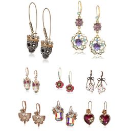 Stud Wholesale Style Fashion Crystal Zircon Earrings Skull Flower Owl Butterfly Set Bee Heart Dangle Drop 230714