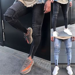 Men's Shorts Mens Ripped Skinny Biker Jeans Destroyed Frayed Slim Fit Denim Pants Trousers 230714