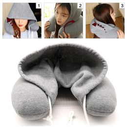 Luxury Foam Neck Travel Pillow With Hoodie Premium Velvet Washable Zippered Cover Scientifically Proven U Shaped Neck Pillow