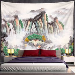 Tapestries Mountain And Water Background Mural Tapestry Wall Hanging Hippie Tv Background Wall Home Decor