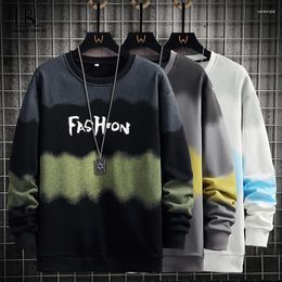 Men's Hoodies Gradient Colour Sweatshirt Fashion Long-sleeved Bottom Shirt Round Neck Casual Loose Sports Tops