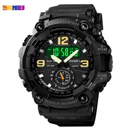 SKMEI 1637 3 Time Dual Display Analogue LED Electronic Quartz Wristwatch Military Men Sports Watches Relogio Masculino