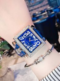 Women s Watches Luxury Davena Watch Japan Mov t Classic Crystal Square Lady Hours Fine Fashion Real Leather Bracelet Girl s Gift Box 230714