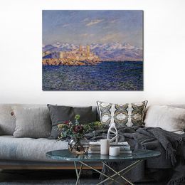 Handmade Canvas Art Antibes Afternoon Effect Claude Monet Painting Impressionist Landscape Artwork Bathroom Decor