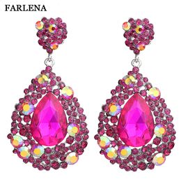 Stud FARLENA Jewelry Fashion Crystal Big Water Drop Earrings for Women Prom Party Dress Accessory Statement Wedding 230714