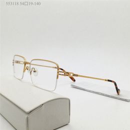 New fashion design optical eyewear 553118 square metal half frame rimless lens simple business style versatile decorative glasses