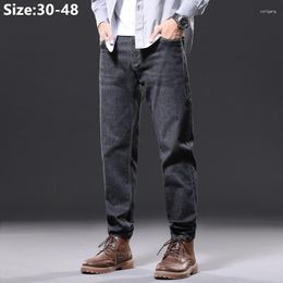 Men's Jeans Black Men Hombre Loose Straight Plus Size 48 46 42 40 Boys Elastic Big Denim Casual Simple Stretched Blue Large Trousers