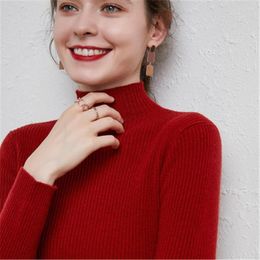 Women's Sweaters Korean Turtleneck Cashmere Sweater Women Slim Paragraph Long Sleeve Bottoming Solid Color Thickening Pullover