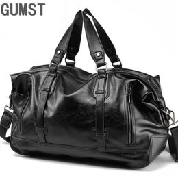 Duffel Bags GUMST Men Handbag Leather Large Capacity Travel Bag Men Shoulder Bag Male Travel Duffle Tote Bag Casual Messenger Crossbody Bags 230714