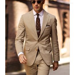 Men's Suits Beige Slim Fit Men For Dinner Party Wedding Groom Tuxedo 2 Pieces Blazer Male Fashion Jacket With Pants Latest Design