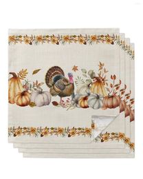 Table Napkin Thanksgiving Pumpkin Turkey Napkins Set Christmas Festival Home Wedding Party Dinner Cloth