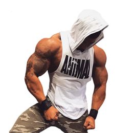 Mens Tank Tops Men Gym Fitness Hooded Vest Bodybuilding Cotton Sleeveless Shirt Male Summer Casual Fashion Workout Hoodies Clothing 230713