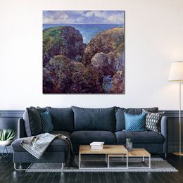 Group of Rocks at Port-goulphar Hand Painted Claude Monet Canvas Art Impressionist Landscape Painting for Modern Home Decor
