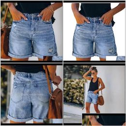 Womens Shorts Clothing Apparel Drop Delivery 2021 Summer High Denim Women Casual Loose Ladies Fashion Plus Size Elasti Dhokg