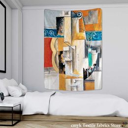 Tapestries Creative Oil Painting Tapestry Vintage Wall Hanging Boho Abstract Art Print Living Room Mattress Home Decor