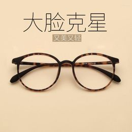 Sunglasses Plain Glasses Light Myopia For Men And Women Frame Tortoiseshell Large Round Face Flat Lens