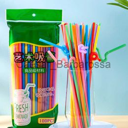 Drinking Straws 100pcs Drinking Straws Black White Plastic Straw Long Flexible Wedding Party Supplies Bar Cocktail Kitchen Accessories x0714