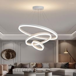 Chandeliers Simple Led Chandelier Villa Living Room Bedroom Dining Ring Home Indoor Decor Creative Ceiling Lamps