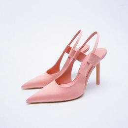 Dress Shoes High Heels Women 2023 Autumn Stiletto Pumps Casual Pointed Toe Slingback Woman Pink Heeld Sandals Fashion Party