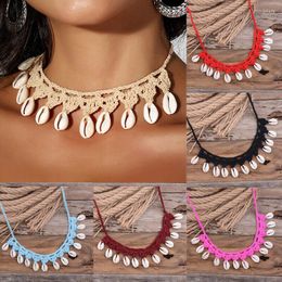 Chains Handmade Shells Necklaces Woven Bohemian Choker Summer Beach Beaded Pendent Fashion Women Rope Chain Jewelry Gifts