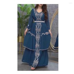 Ethnic Clothing Turquoise Eid Special Moroccan Dubai Kaftans Abaya Dress Very Fancy Wedding European And American Fashion Trend