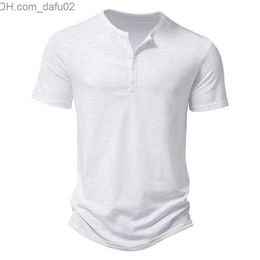 Men's T-Shirts Henley Collar Summer T-shirt Men Casual Solid Color Short Sleeve T Shirt for Men Polo High Quality Mens Tee Clothing 2023 Summer Z230714