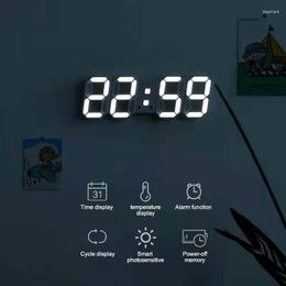 Table Clocks 3D LED Digital Nordic Wall Alarm Hanging Watch Calendar Electronic Snooze