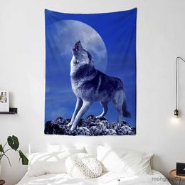 Tapestries Dome Cameras howl of a wolf Holy Animals Tapestry Wall Hanging Decor Chakra Carpet Psychedelic Witchcraft Wall Cloth Wolf Tapestries R230714