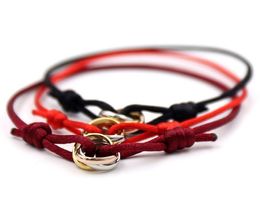 Hand Woven Rope New Year Gift Three-ring Color Couple Lucky Red Bracelet