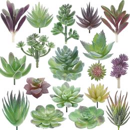 Faux Floral Greenery 18 Pack Artificial Succulent Plants Premium Fake Mini Flocking Realistic Cactus Lotus Landscape Garden Unpotted Desktop Decor 230713