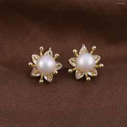 Stud Earrings Natural Freshwater Pearl Baroque Flower Exquisite Accessories Women Personality Wedding Party Jewellery Gifts