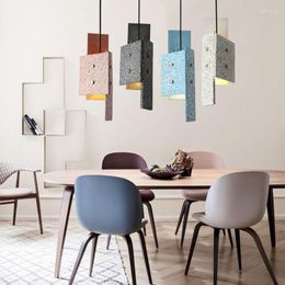 Chandeliers Nordic Terrazzo Chandelier Industrial Colorful Cement Pendant Lights Restaurant Dining Room Cafe Designer Light