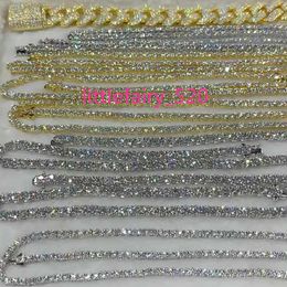 Pendant Necklaces Factory Wholesale Iced out 925 VVS Moissanite Diamond Tennis Chain Bracelet Necklace 3mm 4mm 5mm 6mm 8mm Custom 10K 14K Gold