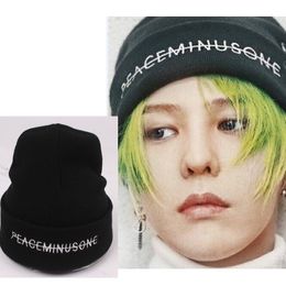 BeanieSkull Caps KPOP G Dragon Embroidery Knitted Hat Peaceminusone Novelty Beanies Fans Collection 230713