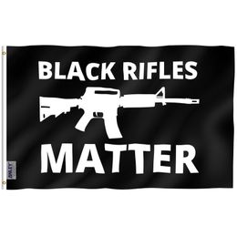 Banner Flags Anley Fly Breeze 3x5 Foot Black Rifles Matter Flag - Black Guns Matter Flags 230714